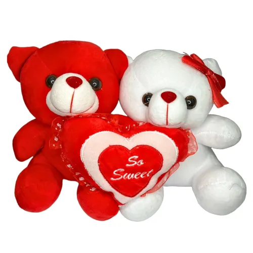 Image of DIKANG Red and White Teddy Bear with Heart for Valentine's Day Gift | 