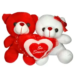 DIKANG Red and White Teddy Bear with Heart for Valentines Day Gift | 