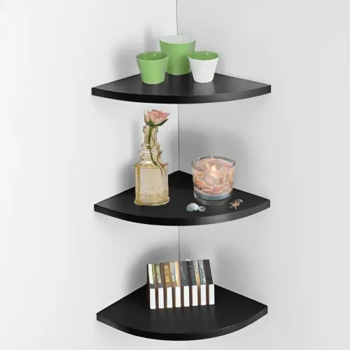 Image of Dime Store 3-Tier Corner Rack Shelf – Black