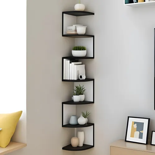 Image of Dime Store 7 Tier Wooden Zig Zag Wall Corner 