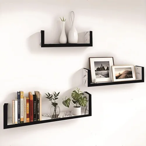 Image of Dime Store Engineered Wood Glossy Wall Mount Floating Hanging Rack Display Shelf