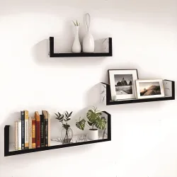 Dime Store Engineered Wood Glossy Wall Mount Floating Hanging Rack Display Shelf