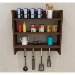 Dime Store Engineered Wood Kitchen Storage Rack with Hooks Wall Shelves