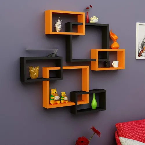 Image of Dime Store Interlock Engineered Wood Wall Shelf (Set of 6)