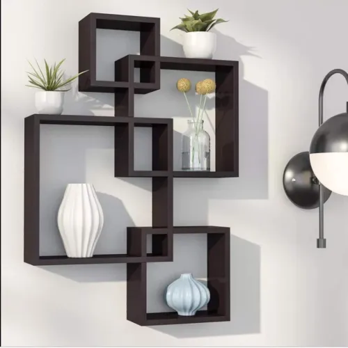 Image of Dime Store Intersecting Wall Mount Wall Shelf Four Wall Shelves for Living Room