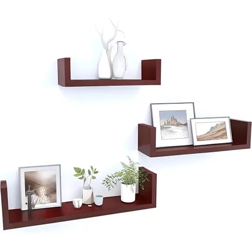 Image of Dime Store Wall Mount Wall Shelf Rack Dispplay Floating Hanging Shelf for Room Organizer (Standard, Brown)