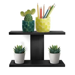 Dime Store 2-Tier Black Wall Shelf