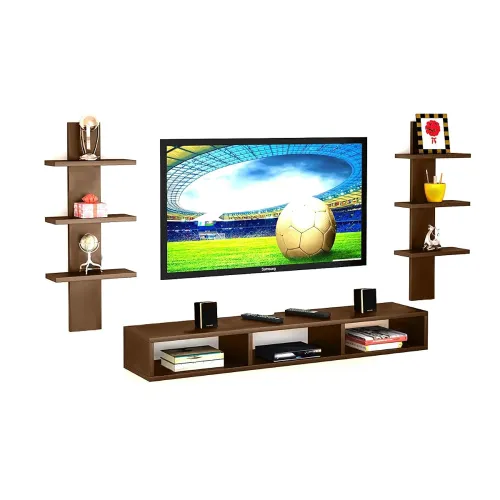 Image of Dime Store Wooden Wall Mounted TV Unit Large Total Brown
