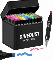 DINEDUST Dual Tip Art Markers Sketching Head Marker Pens for Kids Adult 48 Colours  (Set of 48, Multicolor)