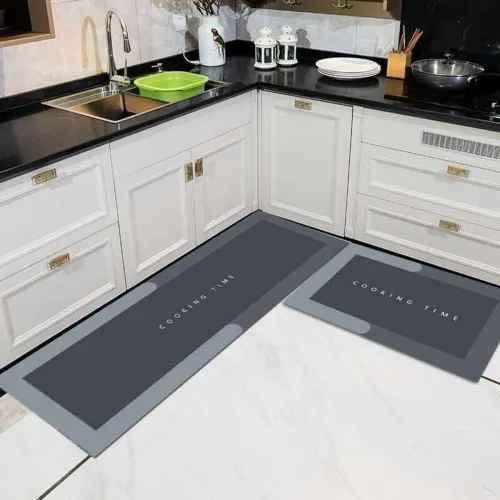 Image of DINEDUST Rubber Floor Mat (Grey, Pack of 2, Large)