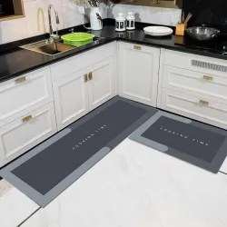 DINEDUST Rubber Floor Mat (Grey, Pack of 2, Large)