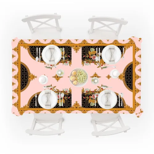 Image of Dining Table Cover Polyester Printed Rectangular Tablecloth for 4,6 Seater Dining Table 