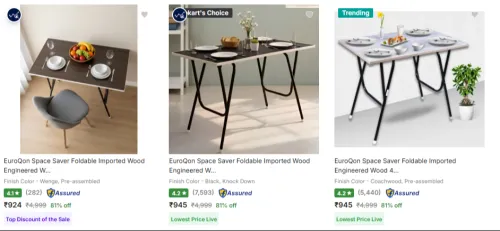 Image of Dining Tables at minimum 81% Discount