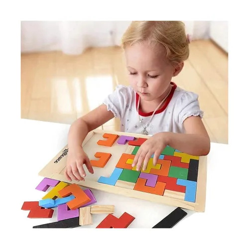 Image of DIPDEY Mini Travel Puzzles For Kids, Wood Intelligence Brain Games Building Blocks Teasers Educational Toy, Childrens Bo