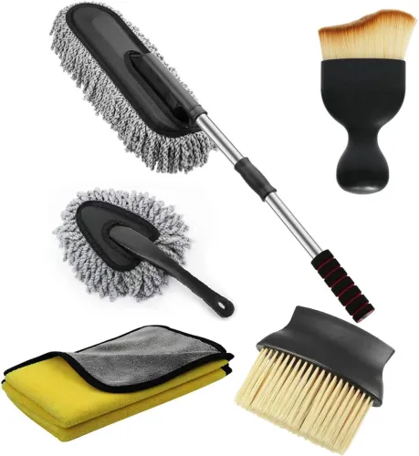 Image of Dirtgo Car Cleaning Kit Combo – Microfiber Dusters, Brush & 600 GSM Towel