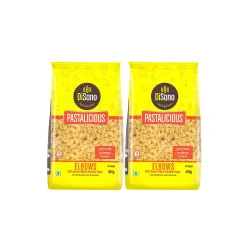 DiSano Elbow Pasta 400 gm (Pack of 2), Healthy Pasta, Made with 100% Durum Wheat Semolina, 100% Suji, No Maida, Source of Protein & Fibre, Non-Sticky