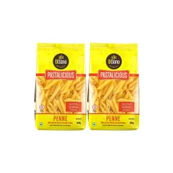 DiSano Penne Pasta 400 gm (Pack of 2), Healthy Pasta, Made with 100% Durum Wheat Semolina, 100% Suji, No Maida, Source of Protein & Fibre, Non-Sticky
