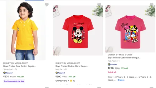 Image of Disney By Miss Chief Kids' T Shirts at minimum 70% Discount
