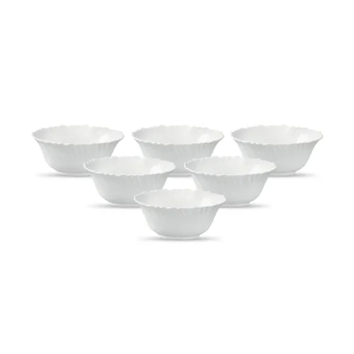 Image of La Opala Diva Glass Vegetable Bowl Set, 6 pcs, White