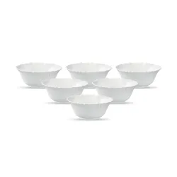La Opala Diva Glass Vegetable Bowl Set, 6 pcs, White