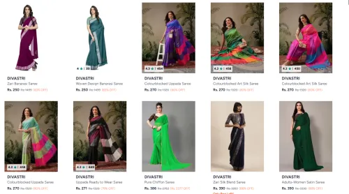 Image of DIVASTRI Zari Banarasi Saree Starting From ₹250