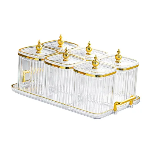 Image of Divided Nut Jars Set with Tray Snack Candy Jar