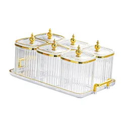 Divided Nut Jars Set with Tray Snack Candy Jar
