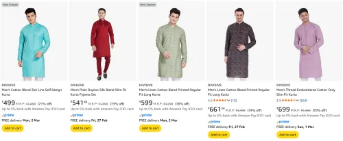 Image of DIVISIVE mens kurtas upto 74% discount 