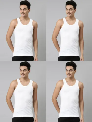 Image of Dixcy Scott Josh Solid Round Neck Men Vest (4 Pack)