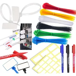 DIY Cable Zip Tie Combo (40 Ties + 100 Labels + 3 Markers)