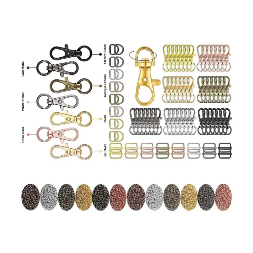Image of DIY Crafts 1 Set 3x1, Nickel Silver, Keyrings & Keychains Round Swivel Snap