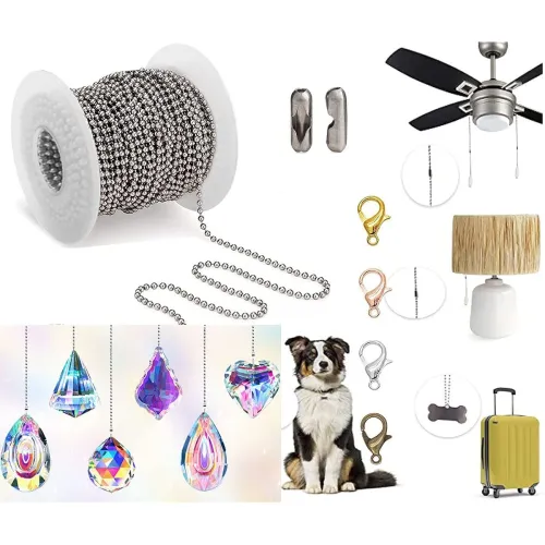 Image of DIY Crafts 2 Meter Kit Ceiling Fan Pull Chain Clear/Random Crystal Handle Pull Chain Maker Pull Chain Extension Connecto