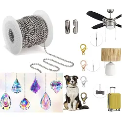 DIY Crafts 2 Meter Kit, Antique Gold, Ceiling Fan Pull Chain Clear/Random Crystal Handle Pull Chain Maker Pull Chain Extension Connector for Bathroom TOI (2 Meter Kit, Antique Gold)