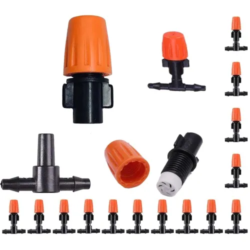 Image of DIY Crafts 34x, Nylon Misting Nozzle+T, Orange Nylon Misting Nozzle +T Tee For Fog Cooling Atomizing Sprayer Hose Garden