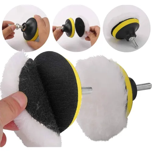 Image of DIY Crafts 6\' Inch Set, Buffing Felt Fur Pad Auto Car Polishing Buffer + Backing Pad + M10/14 (6\' Inch Set)