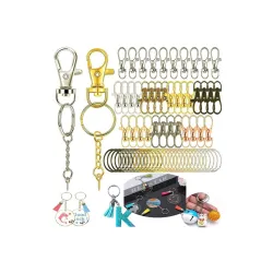 DIY Crafts Chrome Silver Keychain Making Set, 10 Sets
