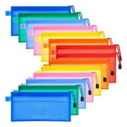 DIY Crafts Pencil Pouch Zipper File Bags Waterproof Plastic Double Layer for Pen Bag Cosmetics Supplies Travel Acces