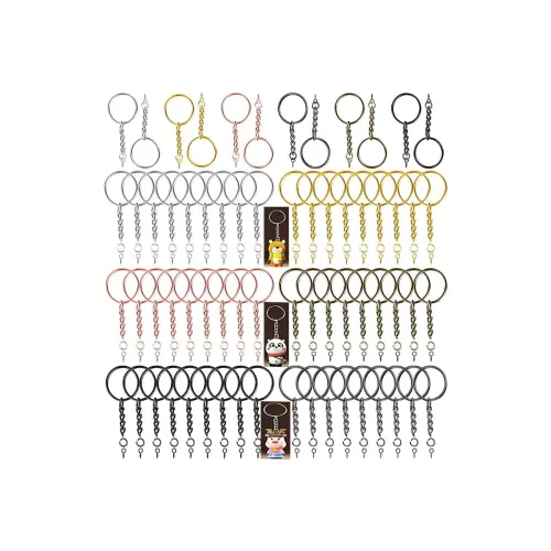 Image of DIY Crafts Split Key Rings with Chain Pack of 25
