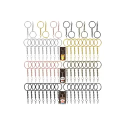DIY Crafts Split Key Rings with Chain Pack of 25