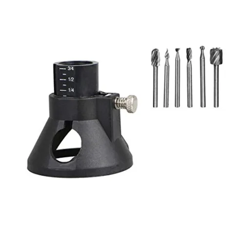 Image of DIY Crafts Style No # 5, Combo, 6 - Pcs HSS Routing Router Bits Burr with Drill Carving Rotary Locator Set Suit DIY Tool