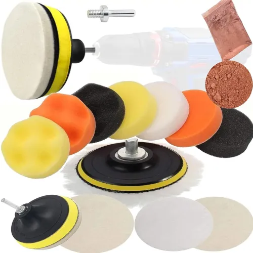 Image of DIY Crafts 150 Grm, 3 \'inch, Polishing Kit 1-3 \' Drill Buffing Buffer Polishing Pad Kit, Backing Pad Adapter Power Too