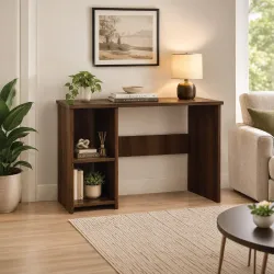 DIY Engineered Wood Computer Table with Storage Shelves
