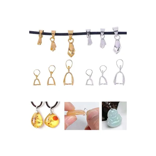 Image of DIY Crafts 25 Gold Pinch Clip Bail Clasps for Jewelry Making