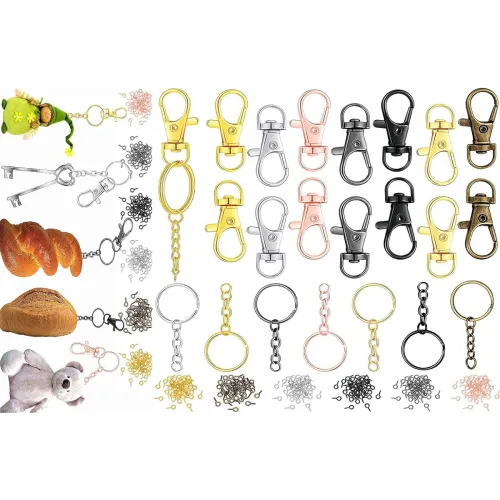 Image of DIY Crafts Keychain Rings and Chain Set 20 Sets