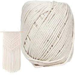 DIY Crafts Pack Of 6 Roll, Off White, Macrame Cord 3mm X 210m - (about 230 yd) - Natural Virgin Cotton Handmad (Pack Of