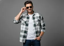 DJFOX  Men Slim Fit Checkered Spread Collar Casual Shirt