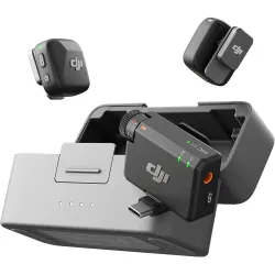 DJI Mic Mini (2 Transmitters + 1 Receiver + Charging Cradle), Ultra Light, Detailed Audio, 48 Hours Use, Noise Cancelling, Auto Limit, Wireless Microphone/iPhone/Android, Vlog, Streaming