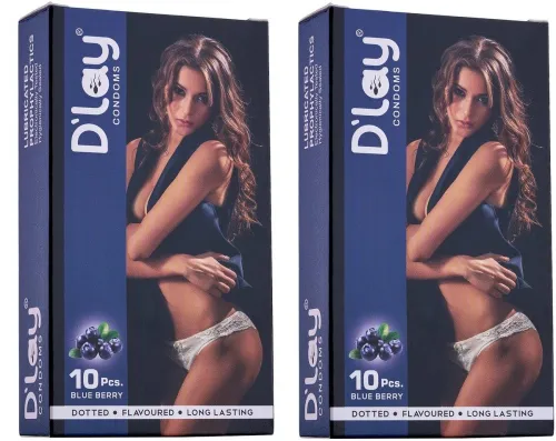 Image of Dlay Blue Berry Condom  (Set of 2, 20 Sheets)