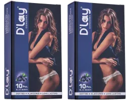 Dlay Blue Berry Condom  (Set of 2, 20 Sheets)