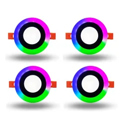 DMAK Multi Traders 6W (3+3) Led Side PGB(Pink,Green,Blue) Round Conceal Panel Light, Pack of 4